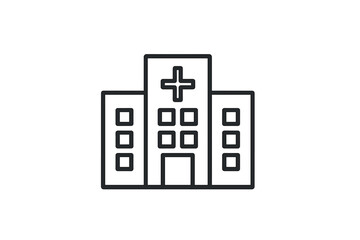 Fototapeta premium Vector icon representing a modern hospital building with a medical cross symbol, suitable for health and medical applications