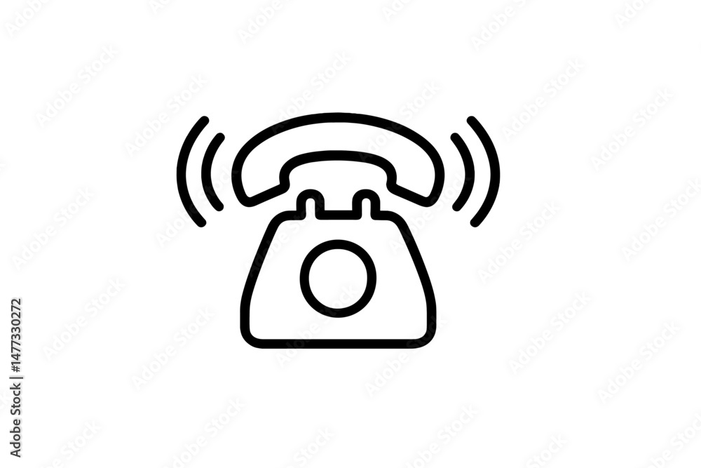 Poster vector icon of a ringing telephone illustrating communication and connectivity in a modern context
