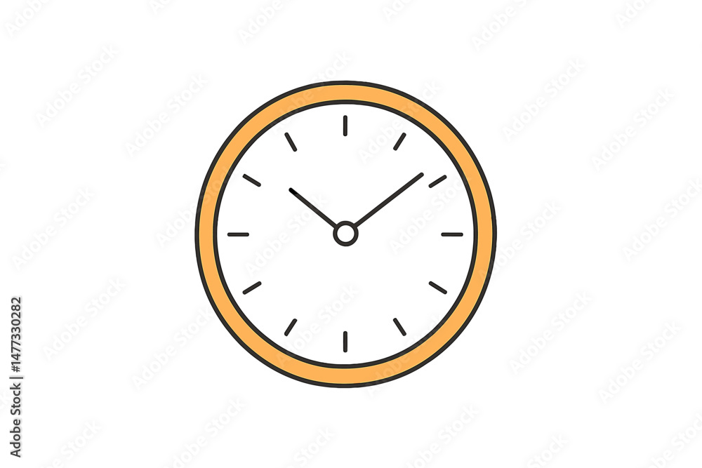 Poster simple vector icon of a clock with bold outlines and a minimalist design indicating time clear and e