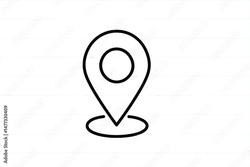 Poster vector icon representing a location marker with a circular design indicating a specific point on a m