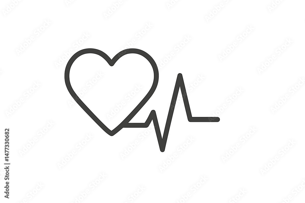 Poster heart symbol with pulse line representing health and vitality in simple vector design