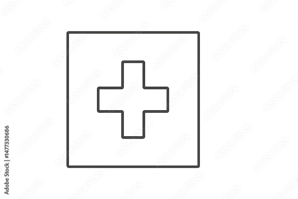 Aufkleber vector icon representing a medical cross symbolizing health and wellness for use in various applicat