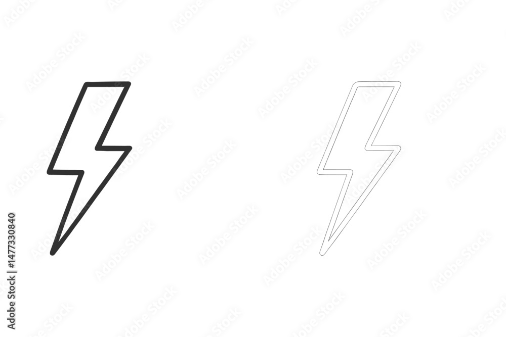 Poster vector icon representing a lightning bolt on a minimalist white background showcasing dynamic energy