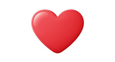Red Heart Icon on White Background for Love and Affection