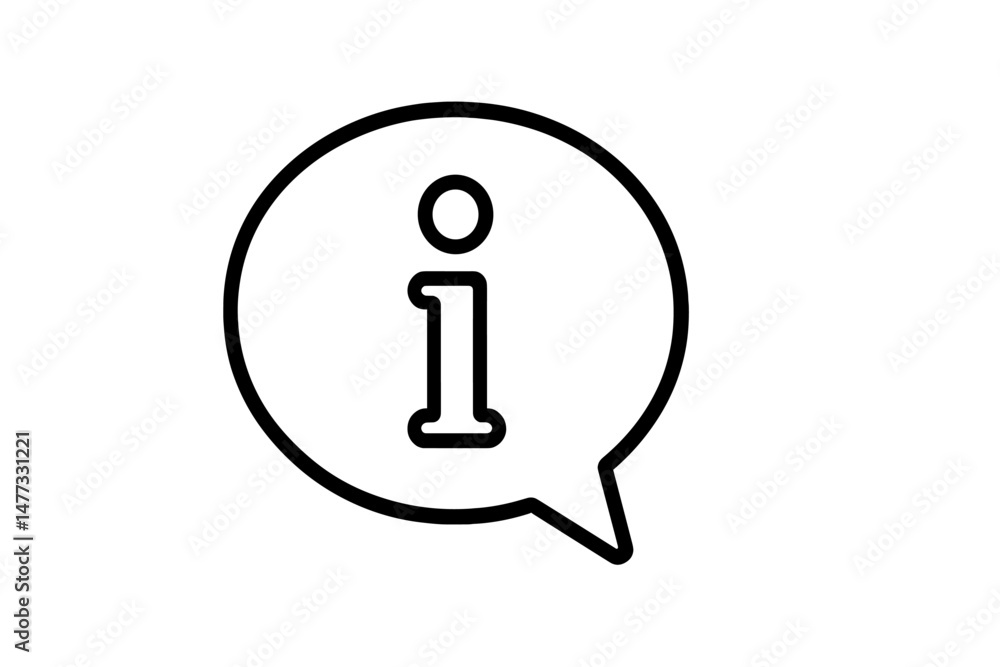 Poster information icon in a speech bubble representing communication and assistance in a digital context