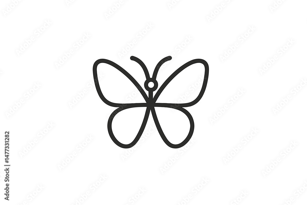 Poster Simple vector icon of a butterfly with delicate wings and symmetrical design for various digital applications and graphic projects