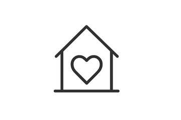 Obraz premium Stylized vector icon of a house with a heart symbol representing home and love