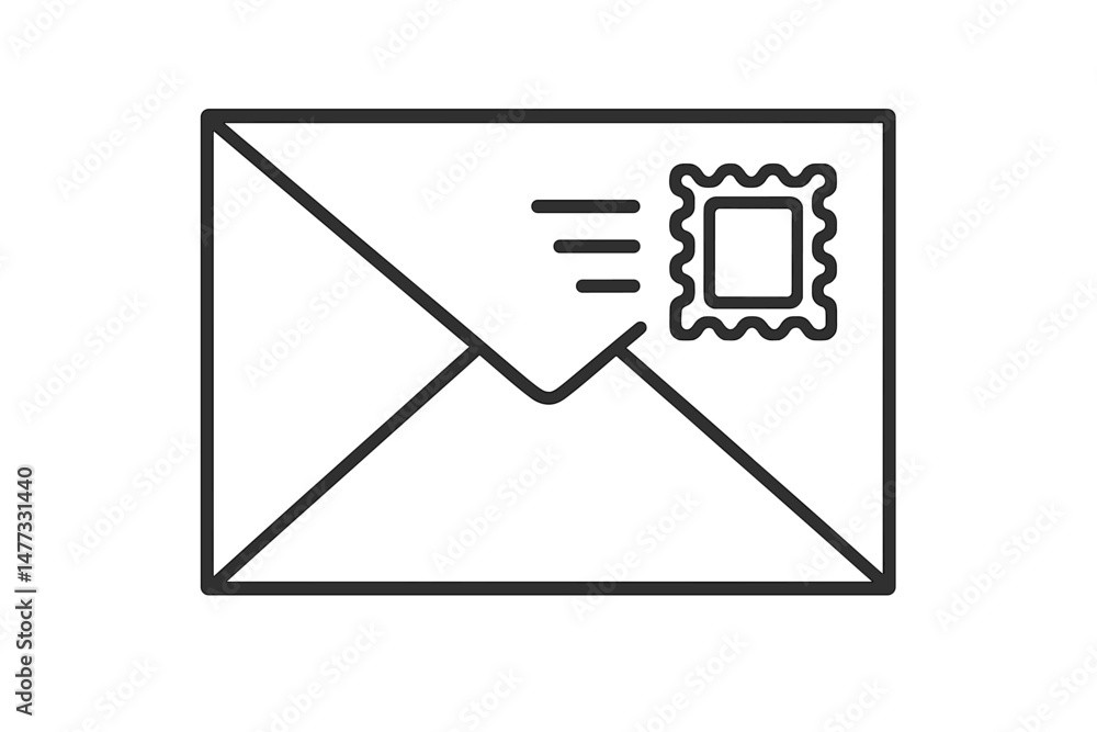 Poster envelope vector icon representing communication and mailing services in a minimalist style for digit