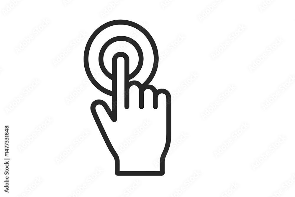 Fototapete Hand icon pressing a button in a flat design style suitable for user interface applications and web design projects