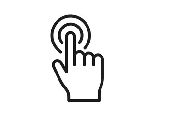Obraz premium Vector icon of a hand pressing a button, symbolizing interaction and engagement in digital applications