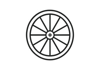 Vector icon depicting a simple wheel design with spokes ideal for graphic applications and design projects