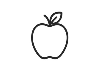 Simple vector icon of an apple with a leaf for educational and design purposes