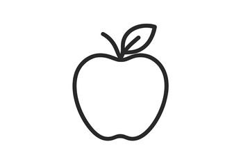 Simple vector icon of an apple depicting a fresh fruit with a leaf, symbolizing health and nutrition in a clean design