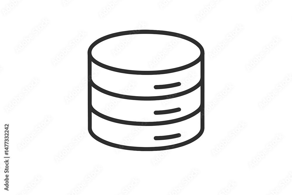 Poster vector icon depicting a stacked database design with three horizontal layers for representing data s