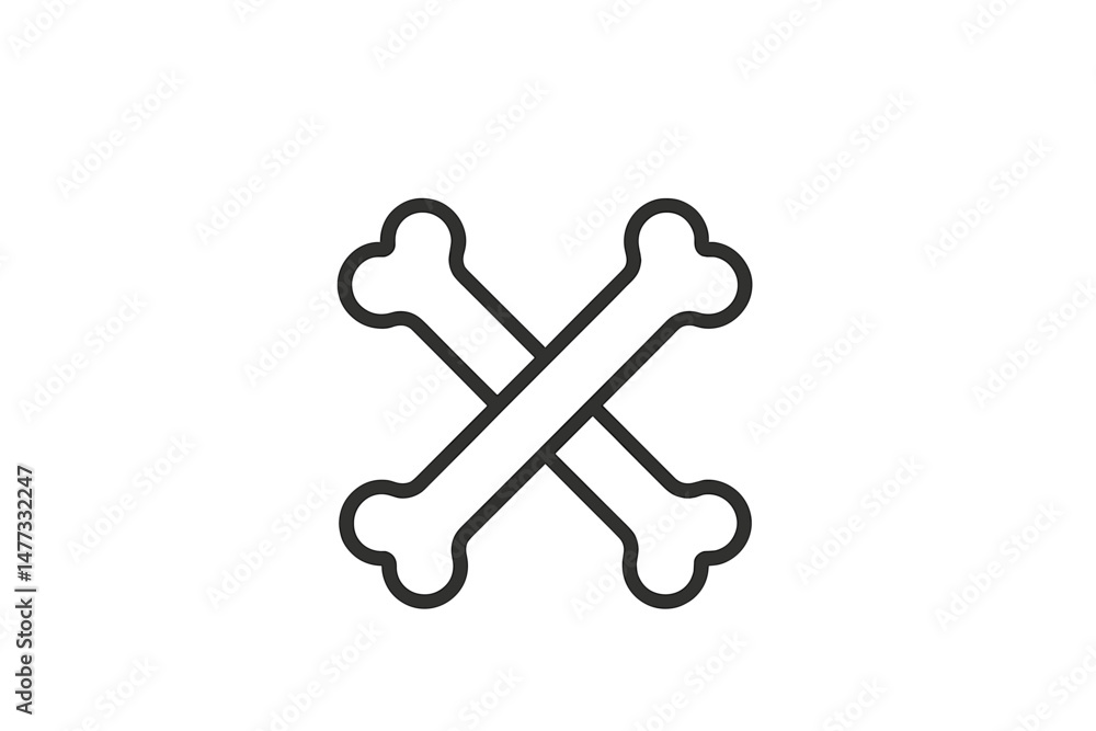 Poster crossed bones vector icon representing danger, warning, or pirate themes in a minimalistic design su