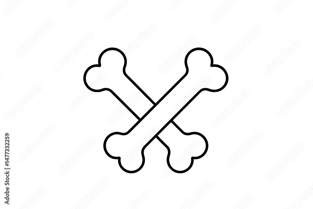 Poster vector icon of crossed bones symbolizing danger and warning in multiple contexts including health an