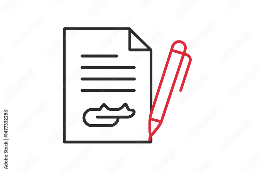 Poster vector icon of a document with a pen showing a simple design for educational purposes or office usag