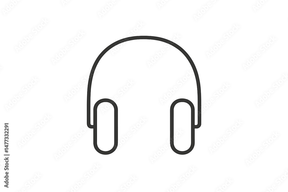Poster simple vector icon of headphones designed for audio and music applications in a minimalist style