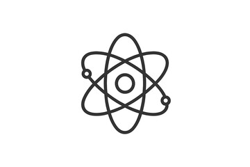 Vector icon representing an atom symbolizing science, education, and technology in a minimalist design