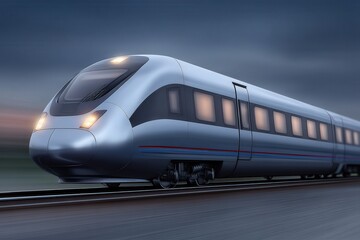 Fototapeta premium High-speed modern train rushing through a dynamic urban landscape showcasing efficiency innovation and sleek design capturing the essence of advanced public transportation concepts