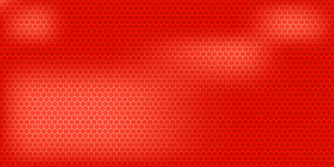 Abstract dark red geometric hexagonal mesh material header. Perforated metallic technology banner.