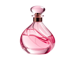 Elegant Rose Water Perfume Bottle with Curved Design, Transparent PNG