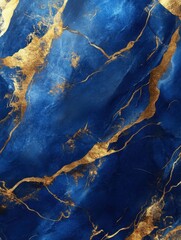 Naklejka premium Abstract Blue and Gold Marble Texture Background Close Up Elegant Design for Wallpaper or Backdrop Luxury Style