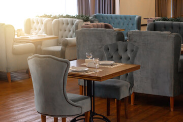 Beautiful restaurant hall, interior design of the catering industry.