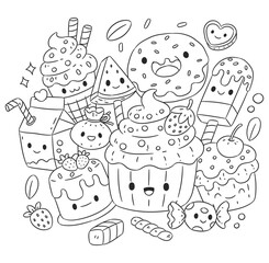 Hand drawn coloring book illustration	
