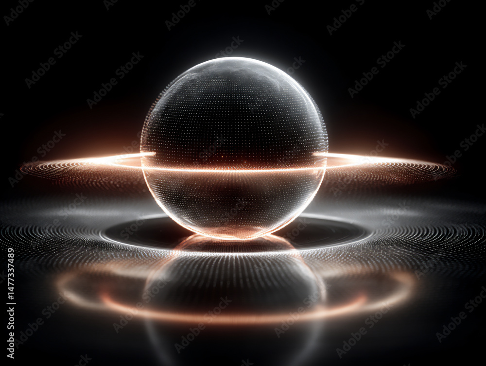 Poster a 3d artwork capturing the delicate alignment of celestial bodies, representing the subtle equilibri