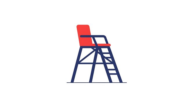 Standing Tall Red Safety Chair with Ladder for Beach and Water Safety