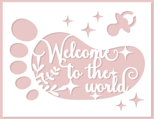 Welcome little One card. Layered paper cut Flowers and Butterflies. Paper cut out design. Shadow box style. 3D design.