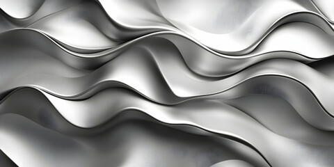 Obraz premium Abstract Silver Waves Flowing in Smooth Curves and Textures