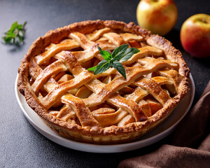 Golden Apple Pie with Fresh Herbs and a Lattice Crust