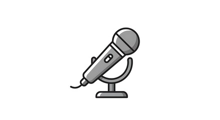 Microphone on a Stand Icon for Voice Recording and Sound