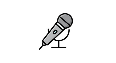 Microphone Icon on Stand Symbolizing Audio Recording and Podcast