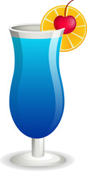 Blue Lagoon Cocktail. Isolated Vector Illustration