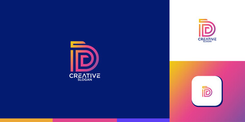 initial letter d abstract geometry logo design vector