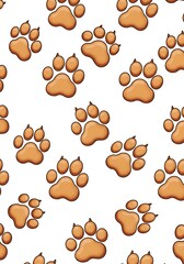 Brown Paw Print Seamless Pattern Background