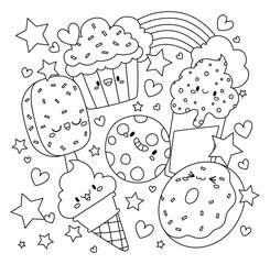 Hand drawn coloring book illustration	
