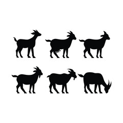 goat silhouette icon vector design set collection