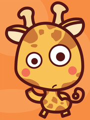 Funny avatar cute cartoon giraffe vector background