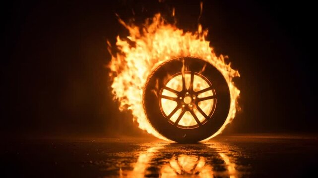 Burning tire abstract image