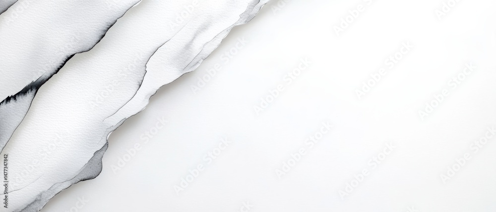 Poster abstract black and white watercolor waves blend smoothly, creating a minimalist and elegant backgrou