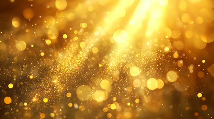 Shimmering Gold Particles Sparkling in Soft Natural Light Effects