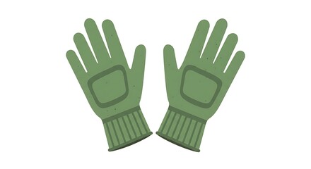 Obraz premium Pair of Warm Green Gloves Isolated on White