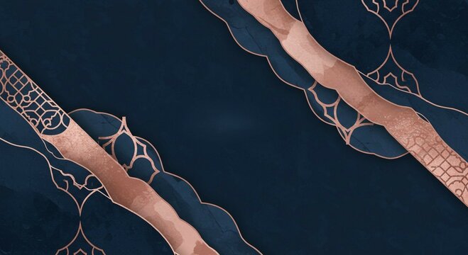 Abstract Navy and Rose Gold Pattern Background
