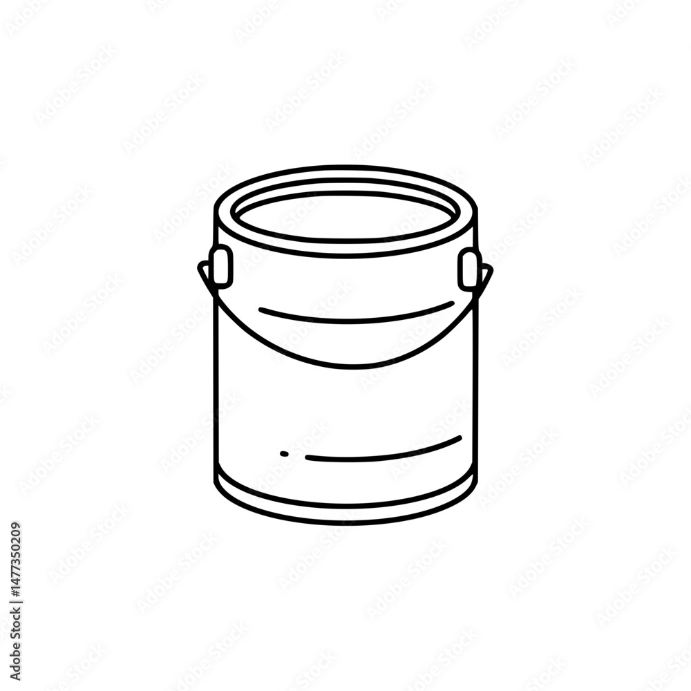 Poster paint can container with handle in thin line design,, contour icon