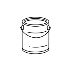 Paint can container with handle in thin line design,, contour icon  