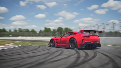 Red racecar on racing track